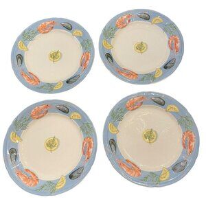 Faiencerie De Gien Belle Ile Dinner‎ Plate Coastal Seafood Made In France Set